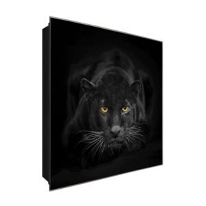  Schlüsselkasten 'Puma Angriff' 30x30 Glas, inkl. Haken Schlüsselbrett Schlüssel-Box Design Aufbewahrung