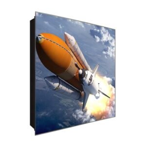  Schlüsselkasten 'Rakete im Anflug ' 30x30 Glas, inkl. Haken Schlüsselbrett Schlüssel-Box Design Aufbewahrung