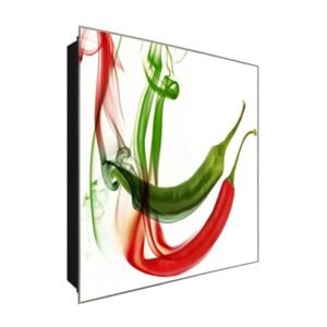  Schlüsselkasten 'Rauchige Peperoni' 30x30 Glas, inkl. Haken Schlüsselbrett Schlüssel-Box Design Aufbewahrung