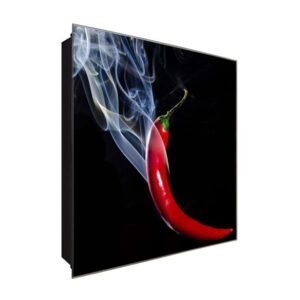  Schlüsselkasten 'Rauchige Perperoni' 30x30 Glas, inkl. Haken Schlüsselbrett Schlüssel-Box Design Aufbewahrung