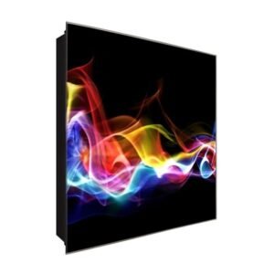  Schlüsselkasten 'Regenbogen Laser' 30x30 Glas, inkl. Haken Schlüsselbrett Schlüssel-Box Design Aufbewahrung