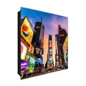  Schlüsselkasten 'Reklame New York' 30x30 Glas, inkl. Haken Schlüsselbrett Schlüssel-Box Design Aufbewahrung