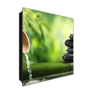  Schlüsselkasten 'Relax time ' 30x30 Glas, inkl. Haken Schlüsselbrett Schlüssel-Box Design Aufbewahrung