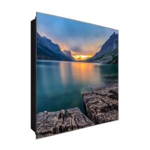  Schlüsselkasten 'Romantic Stone' 30x30 Glas, inkl. Haken Schlüsselbrett Schlüssel-Box Design Aufbewahrung