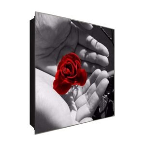  Schlüsselkasten 'Rosenzauber' 30x30 Glas, inkl. Haken Schlüsselbrett Schlüssel-Box Design Aufbewahrung