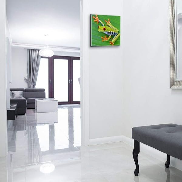 Schlüsselkasten 'Rotaugenlaubfrosch' 30x30 Glas, inkl. Haken Schlüsselbrett Schlüssel-Box Design Aufbewahrung – Bild 3