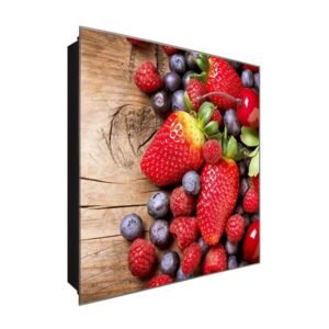  Schlüsselkasten 'Rote Früchte ' 30x30 Glas, inkl. Haken Schlüsselbrett Schlüssel-Box Design Aufbewahrung