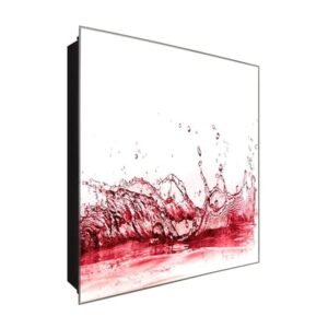  Schlüsselkasten 'Rote Pfütze' 30x30 Glas, inkl. Haken Schlüsselbrett Schlüssel-Box Design Aufbewahrung