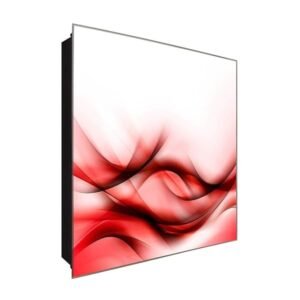  Schlüsselkasten 'Roter Duftnebel' 30x30 Glas, inkl. Haken Schlüsselbrett Schlüssel-Box Design Aufbewahrung