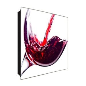  Schlüsselkasten 'Roter Wein' 30x30 Glas, inkl. Haken Schlüsselbrett Schlüssel-Box Design Aufbewahrung