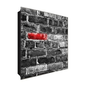  Schlüsselkasten 'Roter Ziegelstein' 30x30 Glas, inkl. Haken Schlüsselbrett Schlüssel-Box Design Aufbewahrung