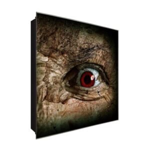  Schlüsselkasten 'Rotes Monsterauge' 30x30 Glas, inkl. Haken Schlüsselbrett Schlüssel-Box Design Aufbewahrung