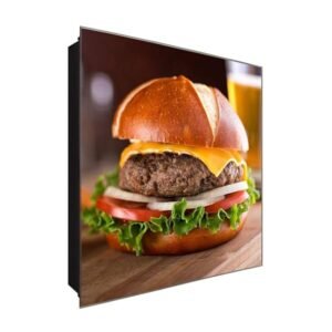  Schlüsselkasten 'Royal Cheese' 30x30 Glas, inkl. Haken Schlüsselbrett Schlüssel-Box Design Aufbewahrung