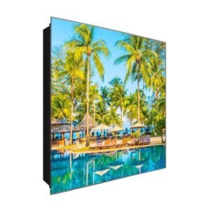  Schlüsselkasten 'Ruhe am Pool' 30x30 Glas, inkl. Haken Schlüsselbrett Schlüssel-Box Design Aufbewahrung