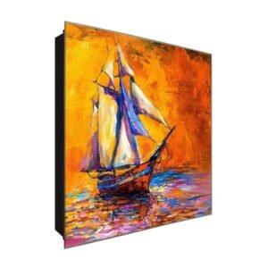  Schlüsselkasten 'Ruhige See' 30x30 Glas, inkl. Haken Schlüsselbrett Schlüssel-Box Design Aufbewahrung