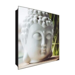  Schlüsselkasten 'Ruhiger Buddha' 30x30 Glas, inkl. Haken Schlüsselbrett Schlüssel-Box Design Aufbewahrung