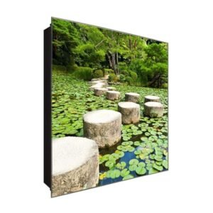  Schlüsselkasten 'Runder Pfad' 30x30 Glas, inkl. Haken Schlüsselbrett Schlüssel-Box Design Aufbewahrung