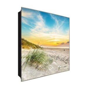  Schlüsselkasten 'Sandige Landschaft' 30x30 Glas, inkl. Haken Schlüsselbrett Schlüssel-Box Design Aufbewahrung