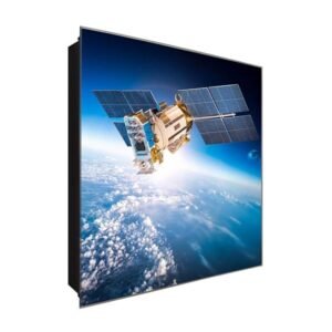  Schlüsselkasten 'Satellit im All' 30x30 Glas, inkl. Haken Schlüsselbrett Schlüssel-Box Design Aufbewahrung