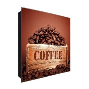  Schlüsselkasten 'Schicke Kaffebohne ' 30x30 Glas, inkl. Haken Schlüsselbrett Schlüssel-Box Design Aufbewahrung