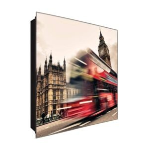  Schlüsselkasten 'Schnelles London' 30x30 Glas, inkl. Haken Schlüsselbrett Schlüssel-Box Design Aufbewahrung