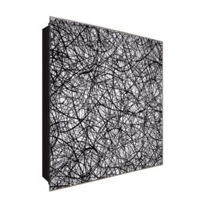  Schlüsselkasten 'Schwarzer Schwung' 30x30 Glas, inkl. Haken Schlüsselbrett Schlüssel-Box Design Aufbewahrung