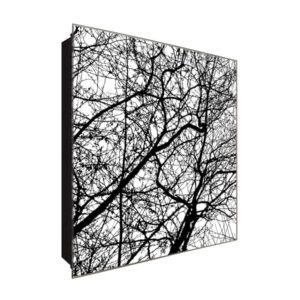  Schlüsselkasten 'Schwatze Äste' 30x30 Glas, inkl. Haken Schlüsselbrett Schlüssel-Box Design Aufbewahrung