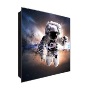  Schlüsselkasten 'Schwerelos im All' 30x30 Glas, inkl. Haken Schlüsselbrett Schlüssel-Box Design Aufbewahrung