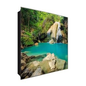  Schlüsselkasten 'Schwimm Oase' 30x30 Glas, inkl. Haken Schlüsselbrett Schlüssel-Box Design Aufbewahrung