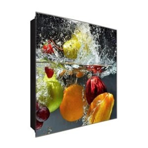  Schlüsselkasten 'Schwimmende Früchte' 30x30 Glas, inkl. Haken Schlüsselbrett Schlüssel-Box Design Aufbewahrung