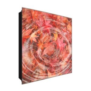  Schlüsselkasten 'Schwimmendes Laub' 30x30 Glas, inkl. Haken Schlüsselbrett Schlüssel-Box Design Aufbewahrung