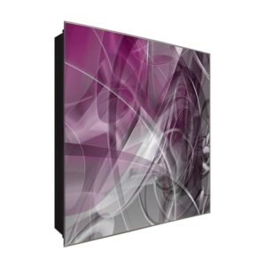  Schlüsselkasten 'Schwungvolle Kunst' 30x30 Glas, inkl. Haken Schlüsselbrett Schlüssel-Box Design Aufbewahrung