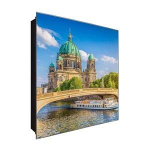  Schlüsselkasten 'Sightseeing Tour ' 30x30 Glas, inkl. Haken Schlüsselbrett Schlüssel-Box Design Aufbewahrung