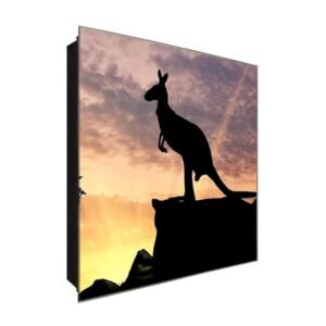  Schlüsselkasten 'Silhouette Kängeru' 30x30 Glas, inkl. Haken Schlüsselbrett Schlüssel-Box Design Aufbewahrung