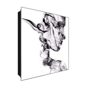  Schlüsselkasten 'Silhouette aus Rauch' 30x30 Glas, inkl. Haken Schlüsselbrett Schlüssel-Box Design Aufbewahrung