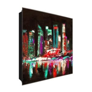  Schlüsselkasten 'SinCity' 30x30 Glas, inkl. Haken Schlüsselbrett Schlüssel-Box Design Aufbewahrung