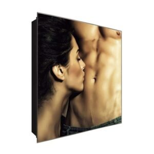  Schlüsselkasten 'Sixpack Kiss' 30x30 Glas, inkl. Haken Schlüsselbrett Schlüssel-Box Design Aufbewahrung