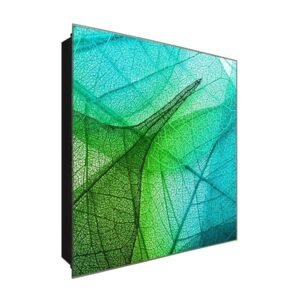  Schlüsselkasten 'Skelettblätter Deko' 30x30 Glas, inkl. Haken Schlüsselbrett Schlüssel-Box Design Aufbewahrung