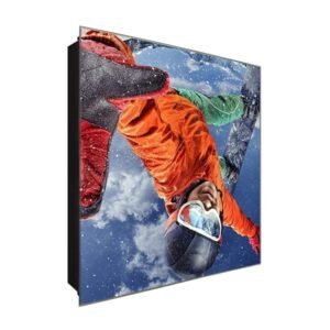  Schlüsselkasten 'Snowboardfahrer' 30x30 Glas, inkl. Haken Schlüsselbrett Schlüssel-Box Design Aufbewahrung