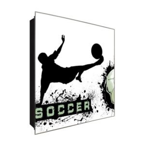  Schlüsselkasten 'Soccer Game' 30x30 Glas, inkl. Haken Schlüsselbrett Schlüssel-Box Design Aufbewahrung