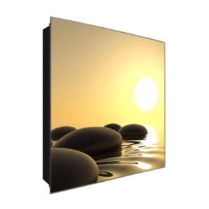  Schlüsselkasten 'Sonnenabgang Spa' 30x30 Glas, inkl. Haken Schlüsselbrett Schlüssel-Box Design Aufbewahrung