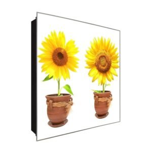  Schlüsselkasten 'Sonnenblumen Paar' 30x30 Glas, inkl. Haken Schlüsselbrett Schlüssel-Box Design Aufbewahrung