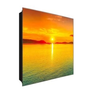  Schlüsselkasten 'Sonnenuntergang' 30x30 Glas, inkl. Haken Schlüsselbrett Schlüssel-Box Design Aufbewahrung