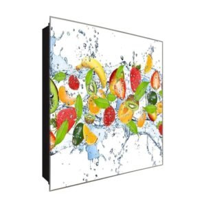  Schlüsselkasten 'Spritzige Früchte' 30x30 Glas, inkl. Haken Schlüsselbrett Schlüssel-Box Design Aufbewahrung