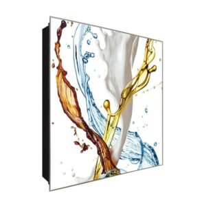  Schlüsselkasten 'Spritzige Getränke' 30x30 Glas, inkl. Haken Schlüsselbrett Schlüssel-Box Design Aufbewahrung