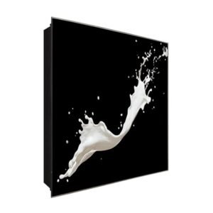  Schlüsselkasten 'Spritzige Milch' 30x30 Glas, inkl. Haken Schlüsselbrett Schlüssel-Box Design Aufbewahrung