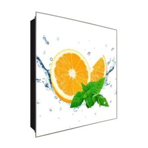  Schlüsselkasten 'Spritzige Orange' 30x30 Glas, inkl. Haken Schlüsselbrett Schlüssel-Box Design Aufbewahrung