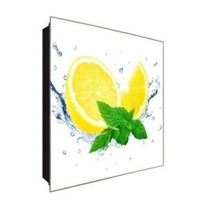  Schlüsselkasten 'Spritzige Zitrone' 30x30 Glas, inkl. Haken Schlüsselbrett Schlüssel-Box Design Aufbewahrung