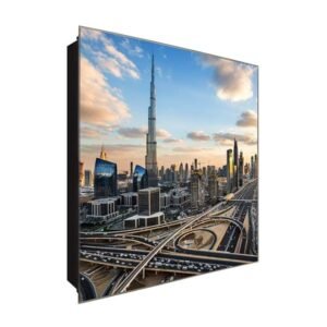  Schlüsselkasten 'Stadleben' 30x30 Glas, inkl. Haken Schlüsselbrett Schlüssel-Box Design Aufbewahrung