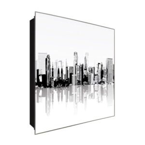  Schlüsselkasten 'Stadt Steht Kopf' 30x30 Glas, inkl. Haken Schlüsselbrett Schlüssel-Box Design Aufbewahrung